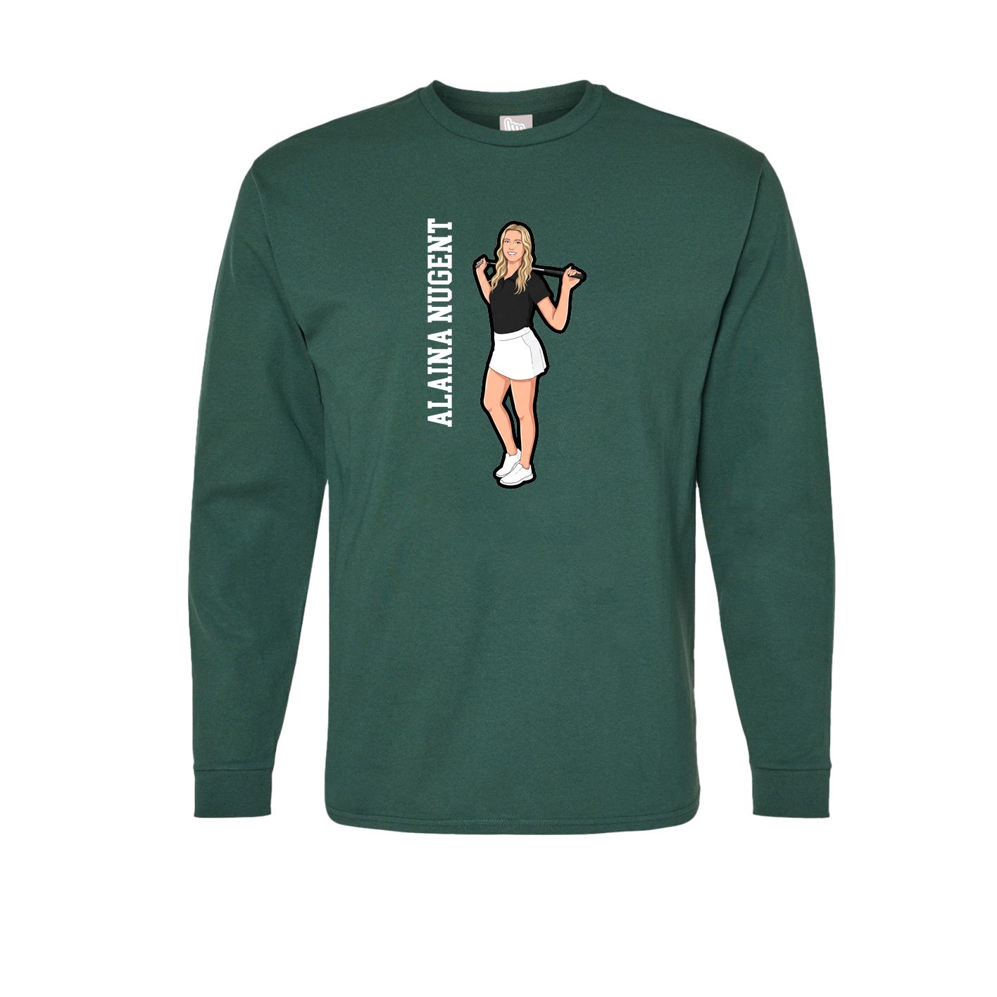 Long Sleeve Tee — Name Vertical in Green