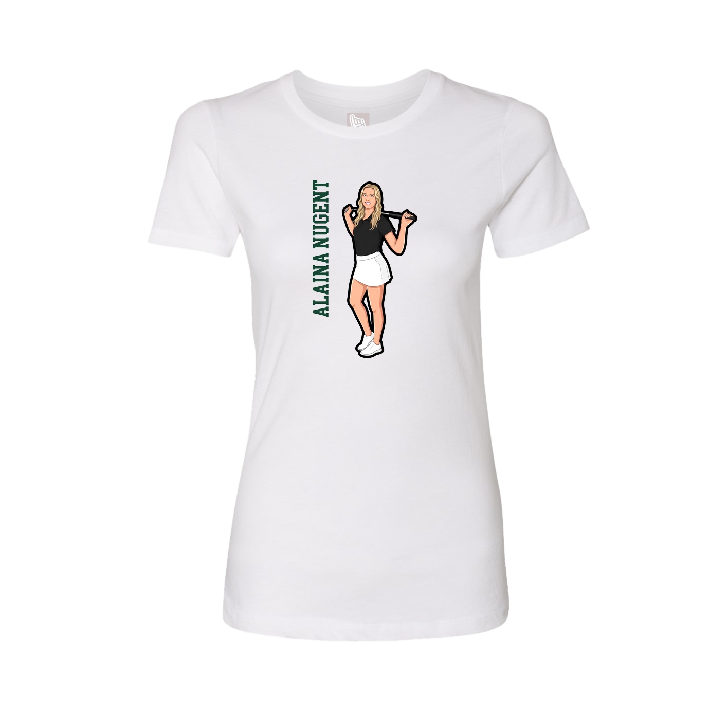 Womens Tee — Name Vertical in White