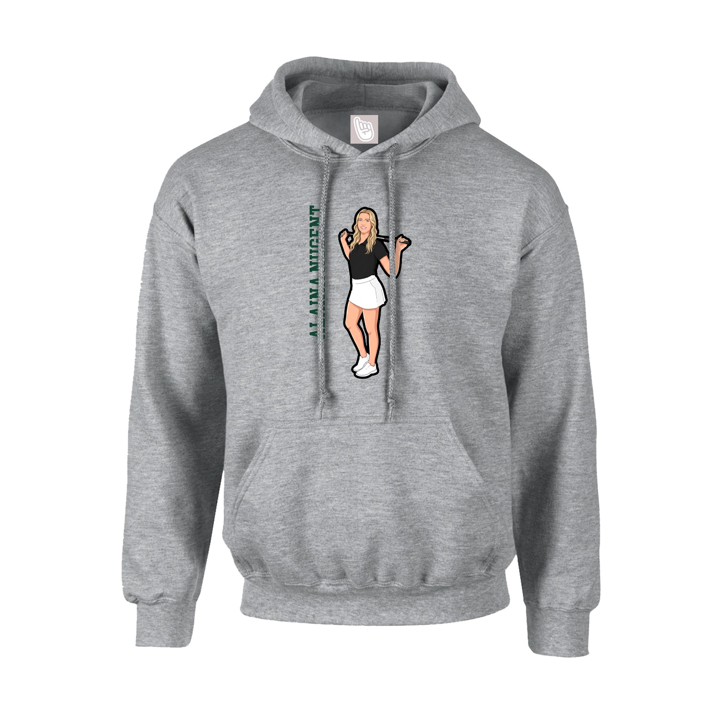 Hoodie — Name Vertical in Grey