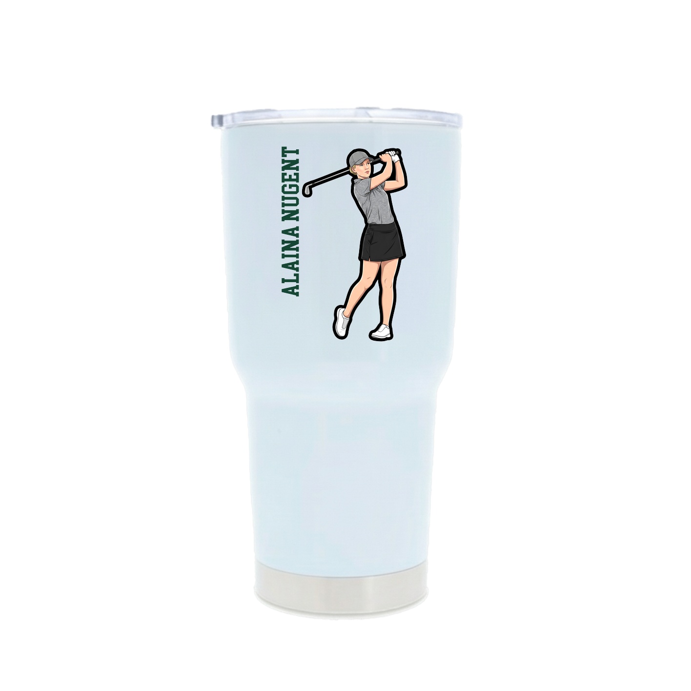 30oz Stainless Steel Tumbler — Name Vertical in White