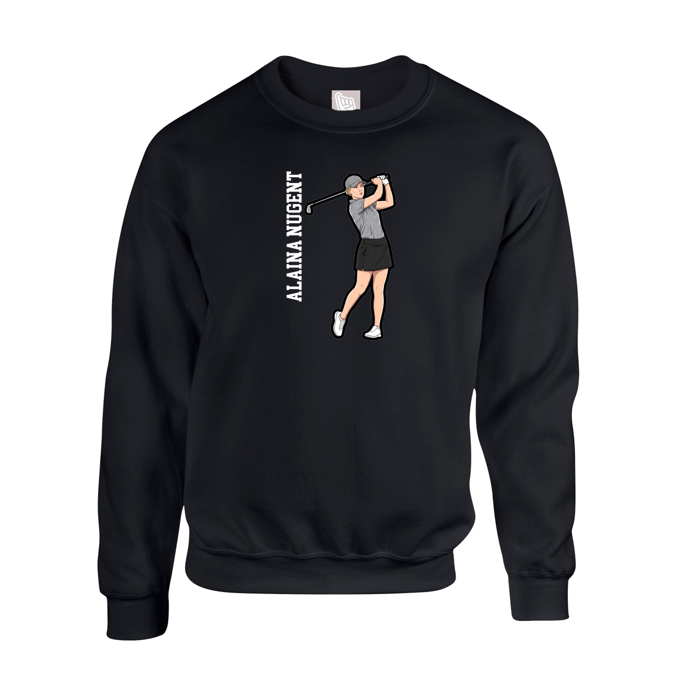 Fleece Crew — Name Vertical in Black