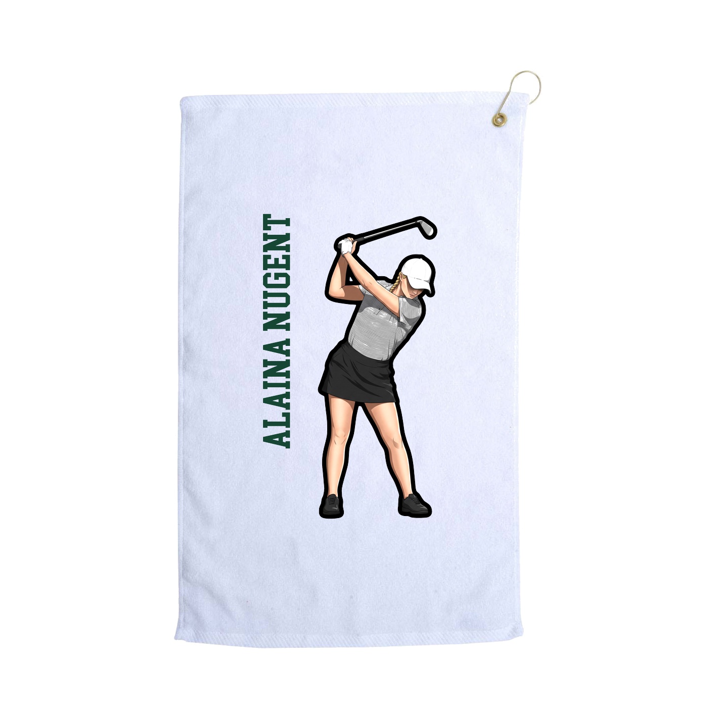 Golf Towel — Name Vertical in White