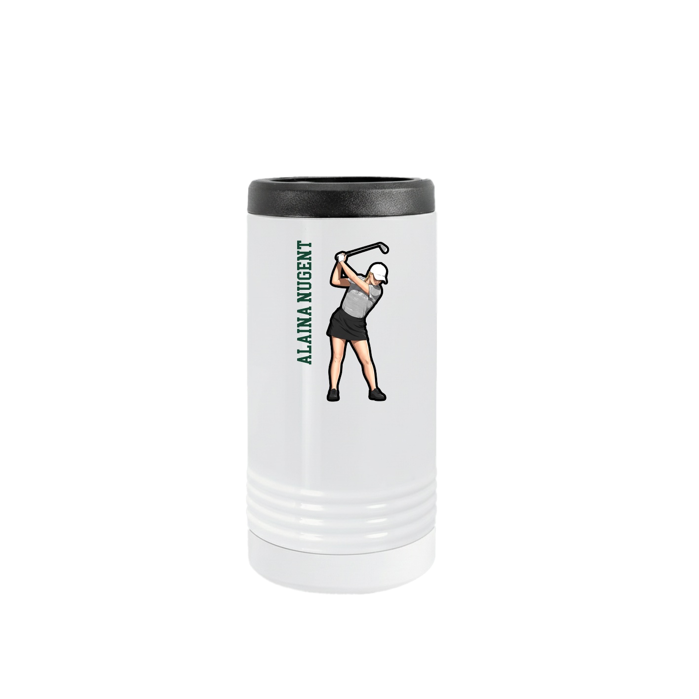 Slim Beverage Holder — Name Vertical in White