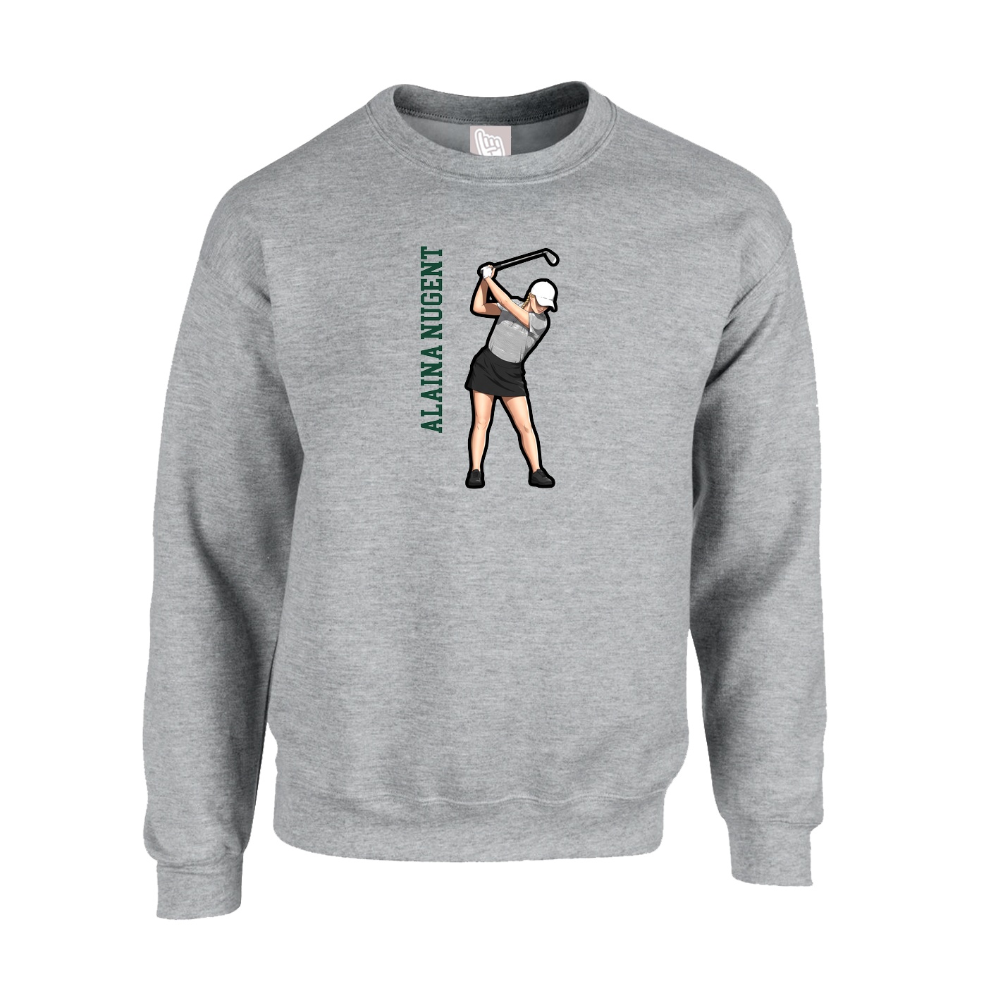 Fleece Crew — Name Vertical in Grey