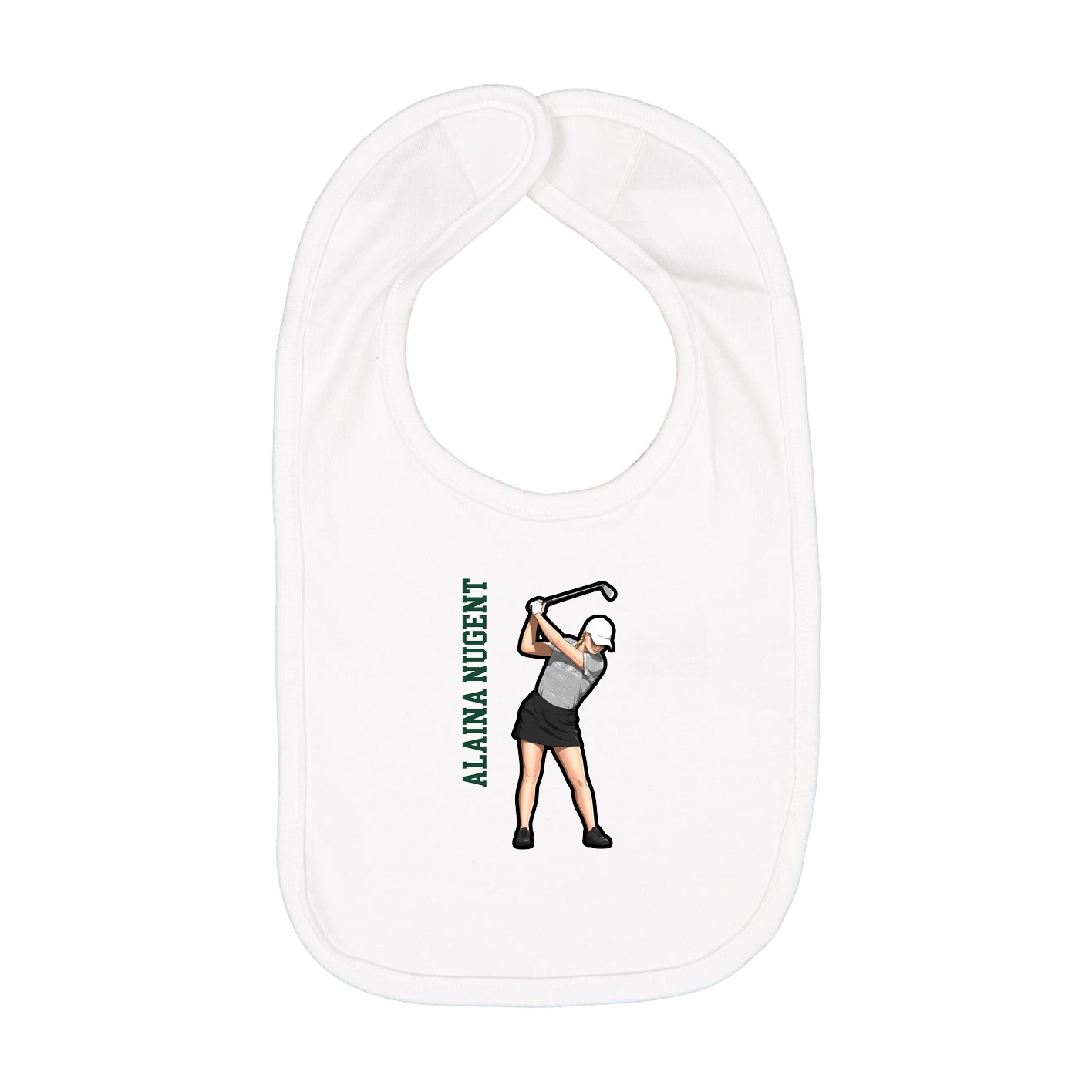 Infant Bib — Name Vertical in White