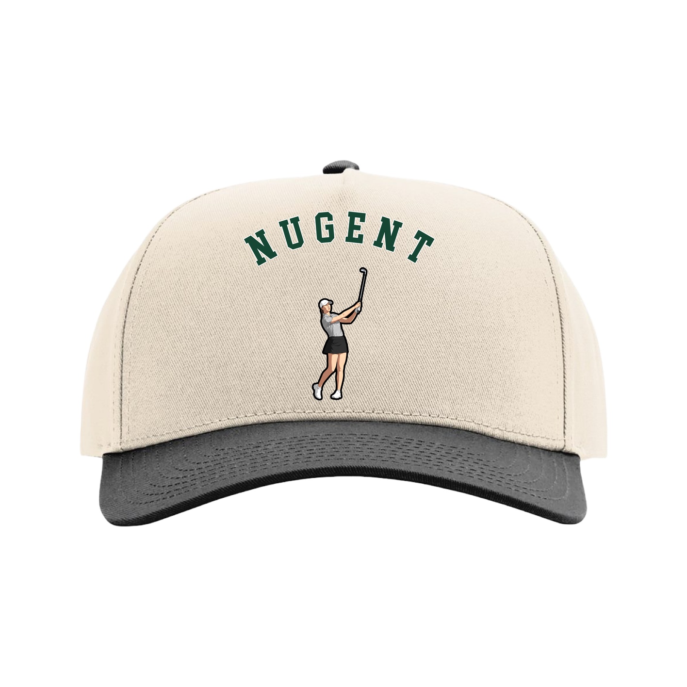 Full Fabric Five-Panel Champ Cap — Shirsey Arch in Cream/Black