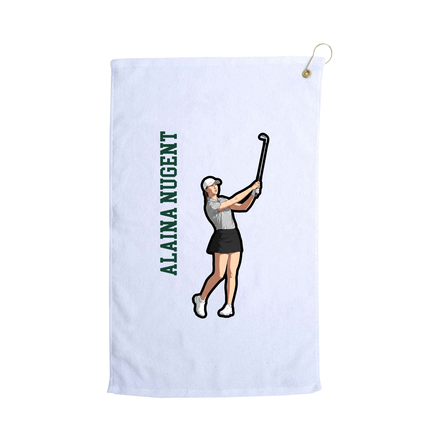 Golf Towel — Name Vertical in White