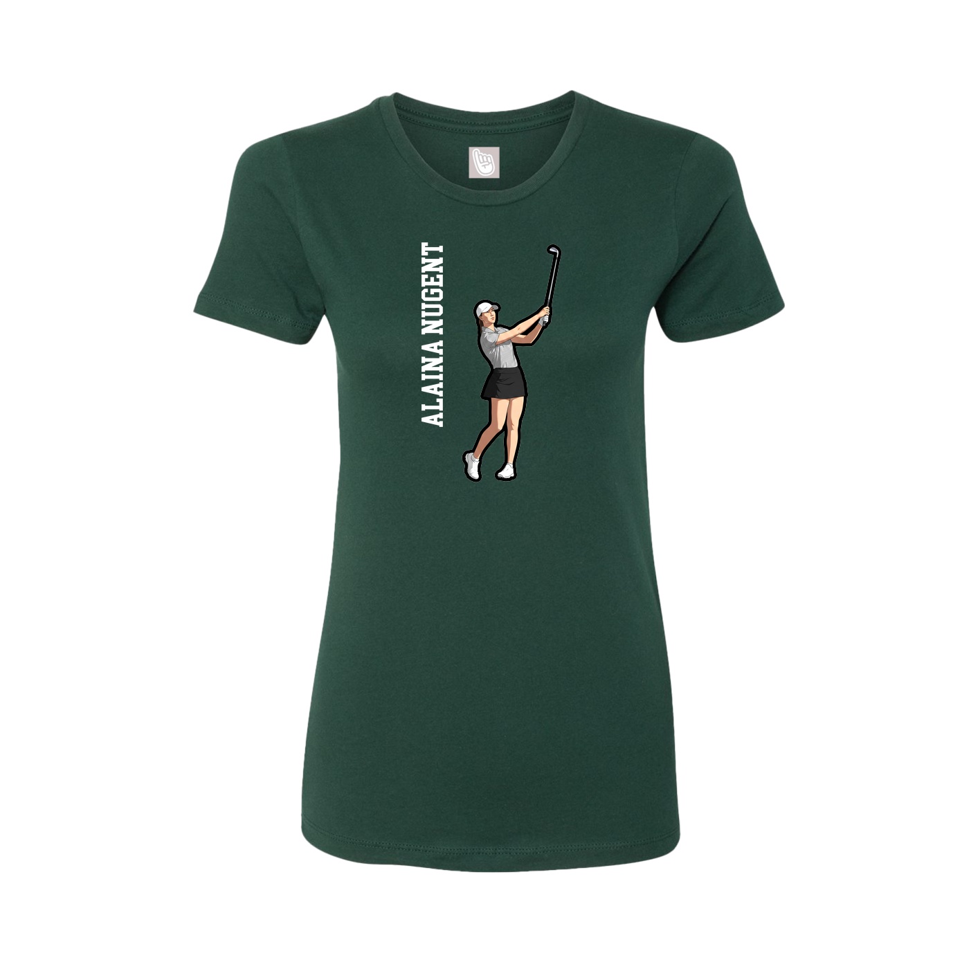 Womens Tee — Name Vertical in Green