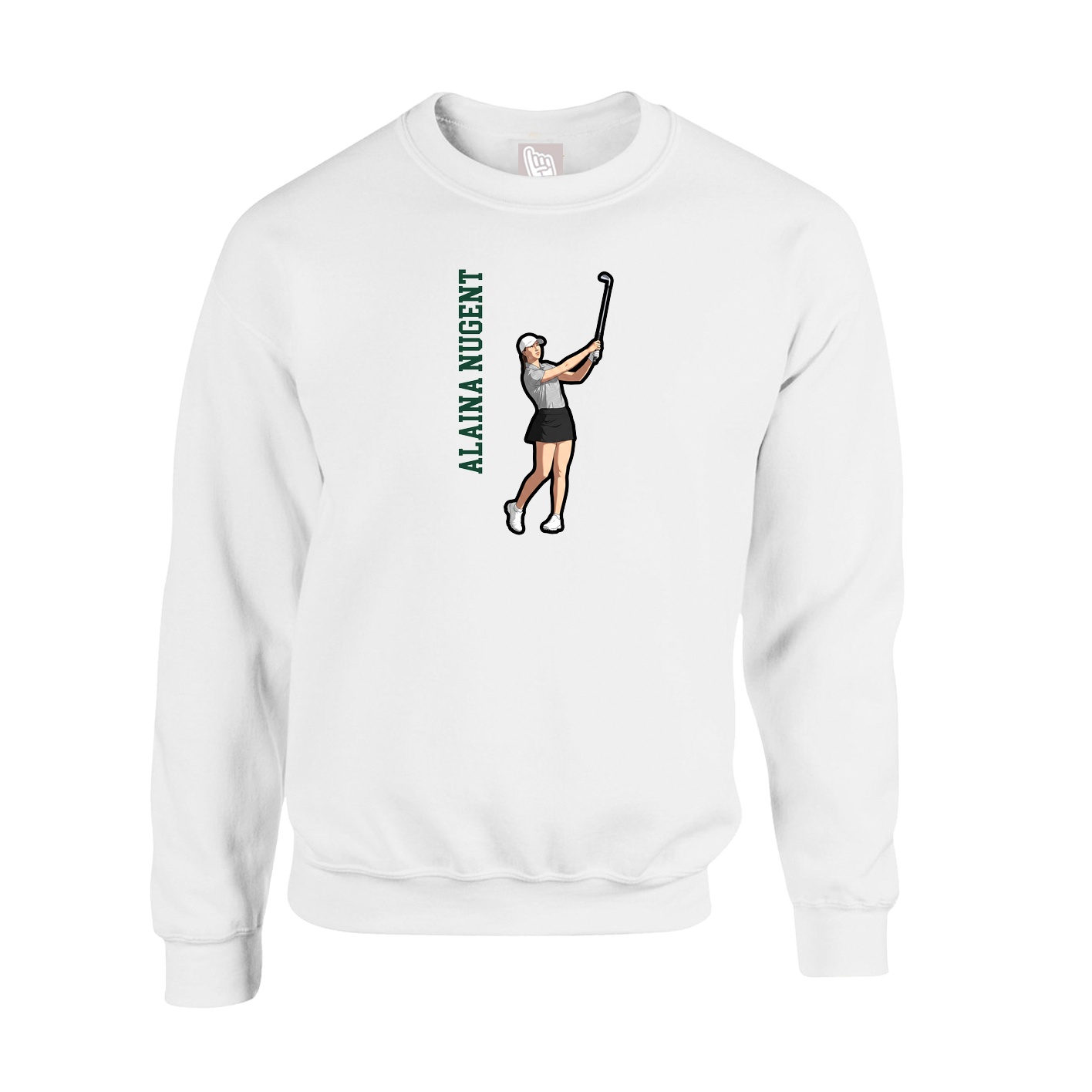 Fleece Crew — Name Vertical in White