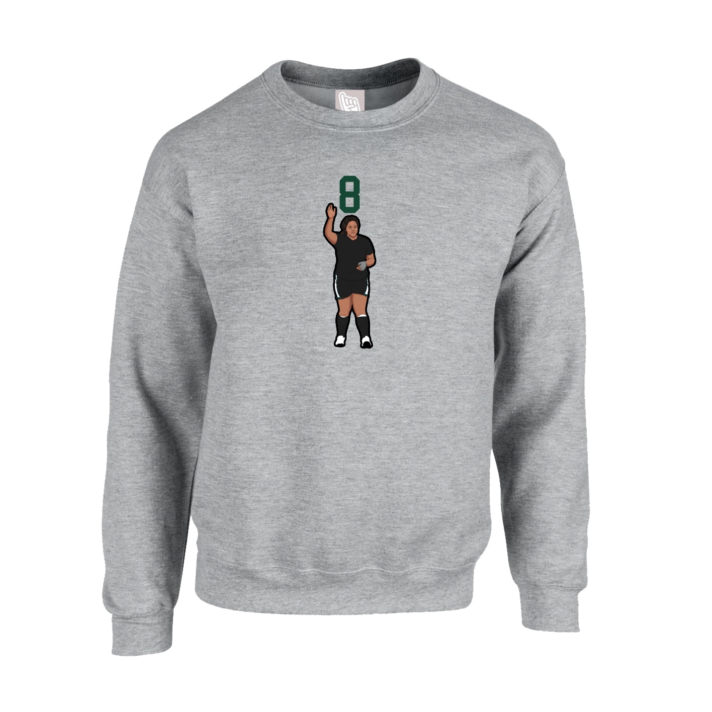 Fleece Crew — Number Top in Grey