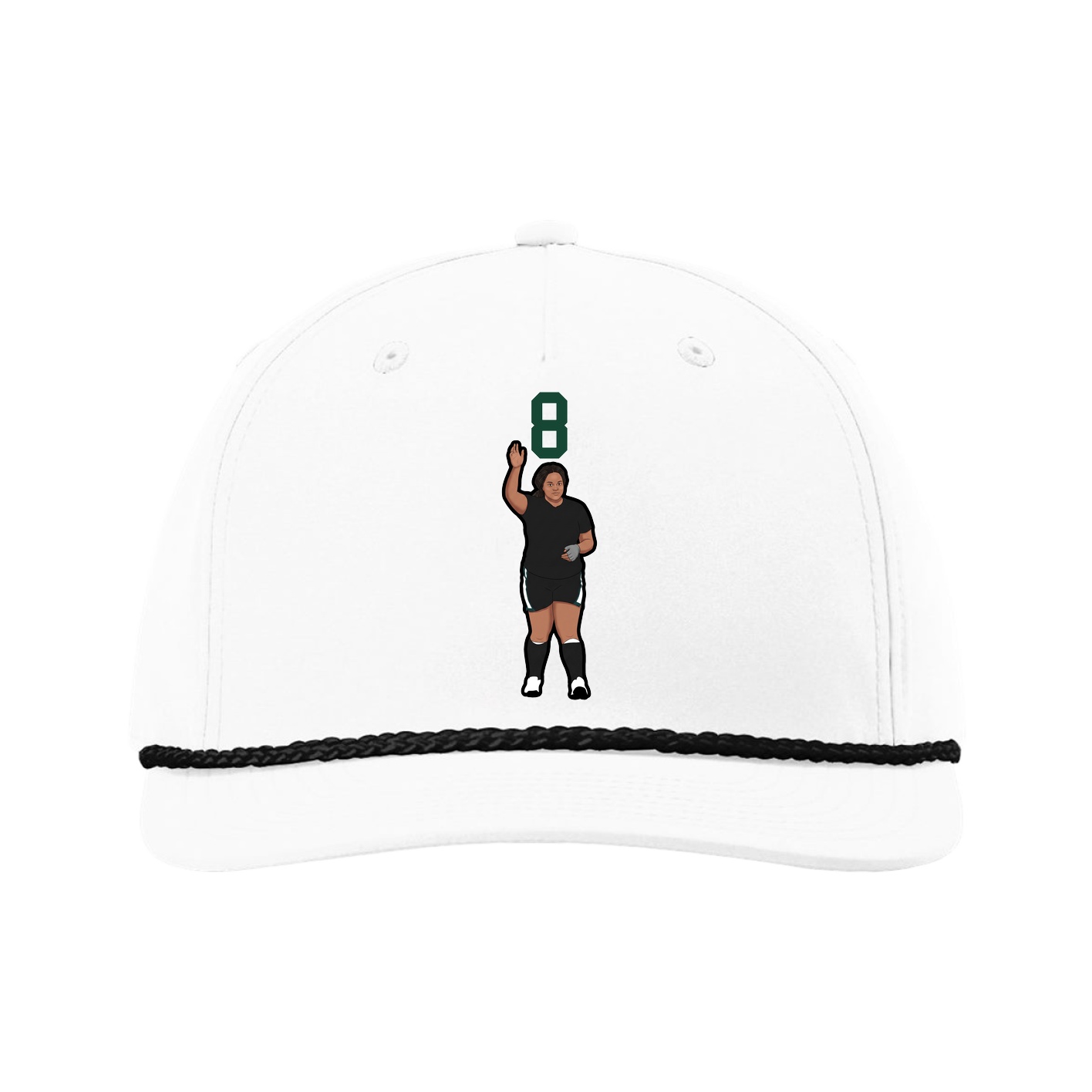 Five-Panel Classic Rope Cap — Number Top in White