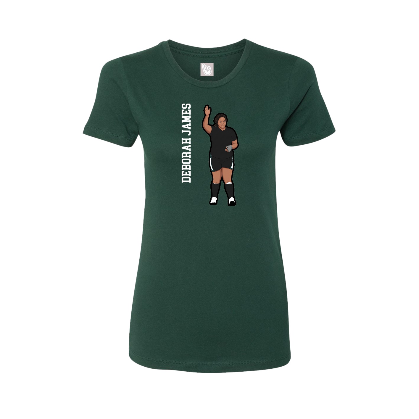 Womens Tee — Name Vertical in Green