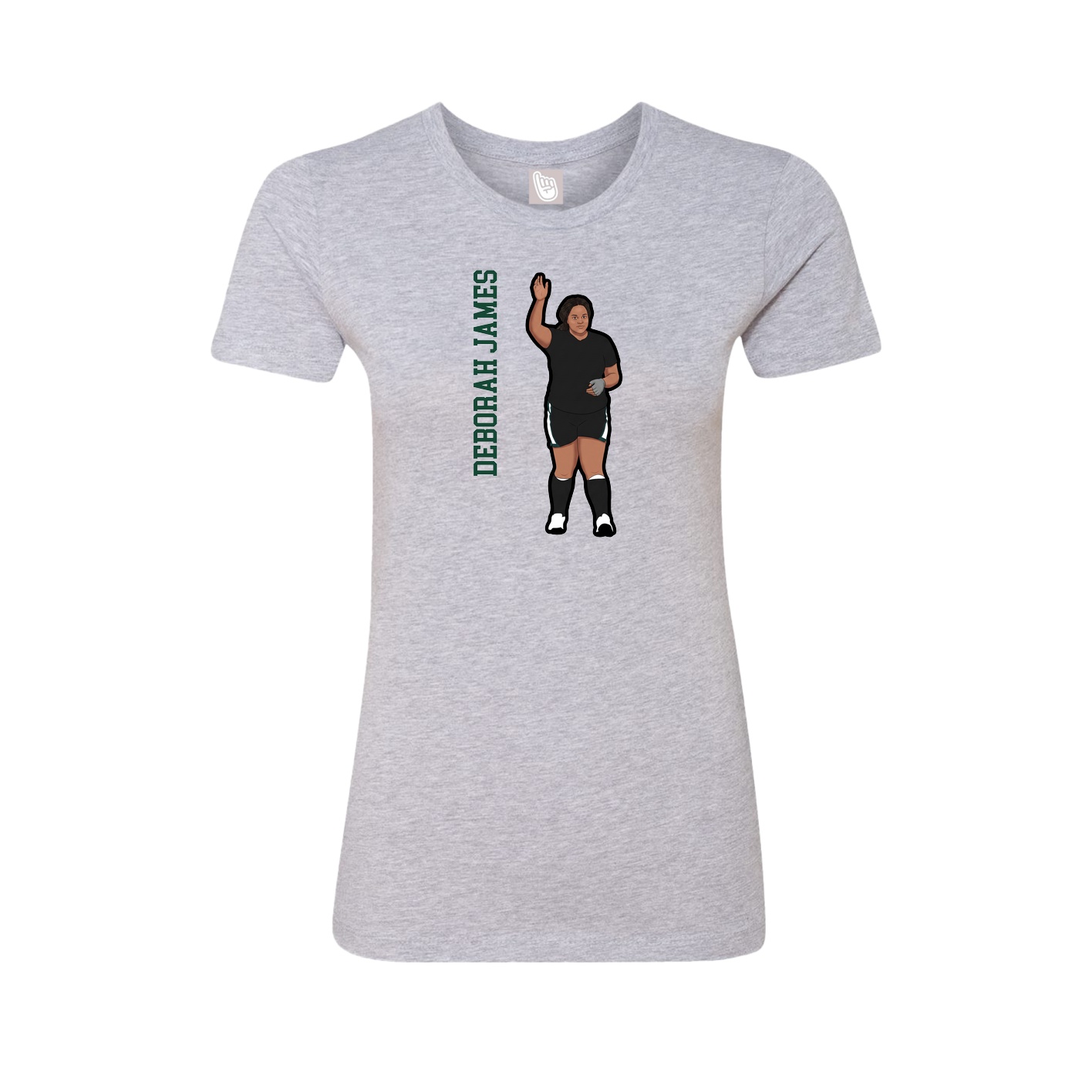 Fitted Women's Tee — Name Vertical in Grey
