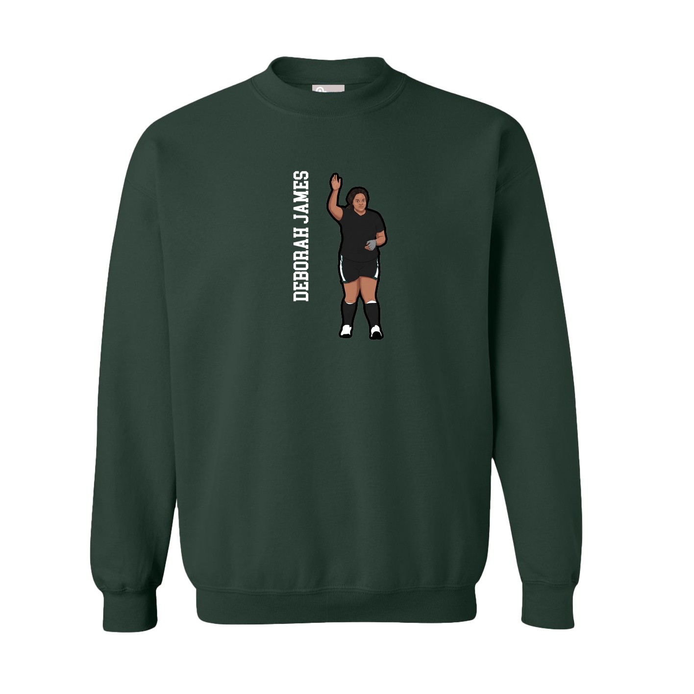 Fleece Crew — Name Vertical in Green