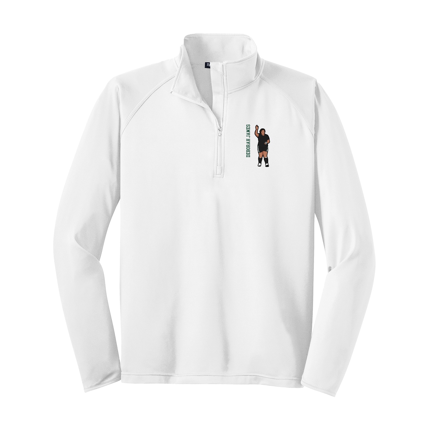 Q-Zip Pullover — Name Vertical in White