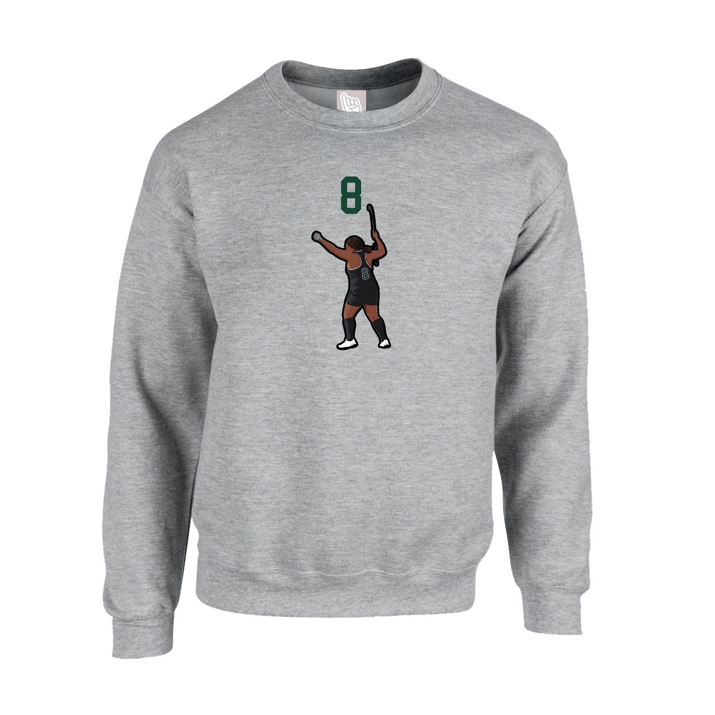 Fleece Crew — Number Top in Grey
