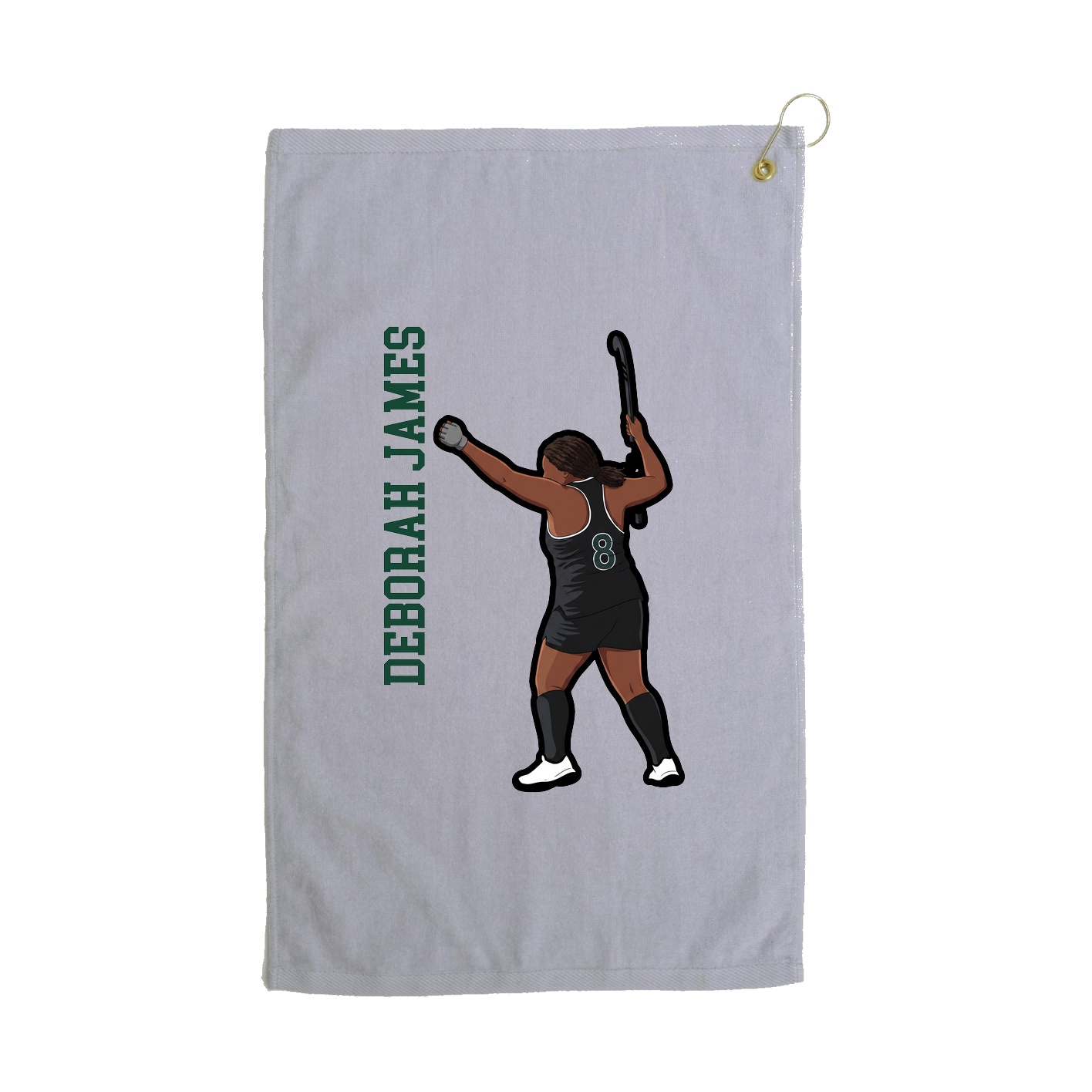 Golf Towel — Name Vertical in Grey