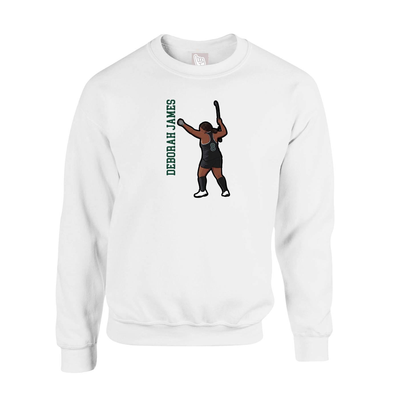 Fleece Crew — Name Vertical in White