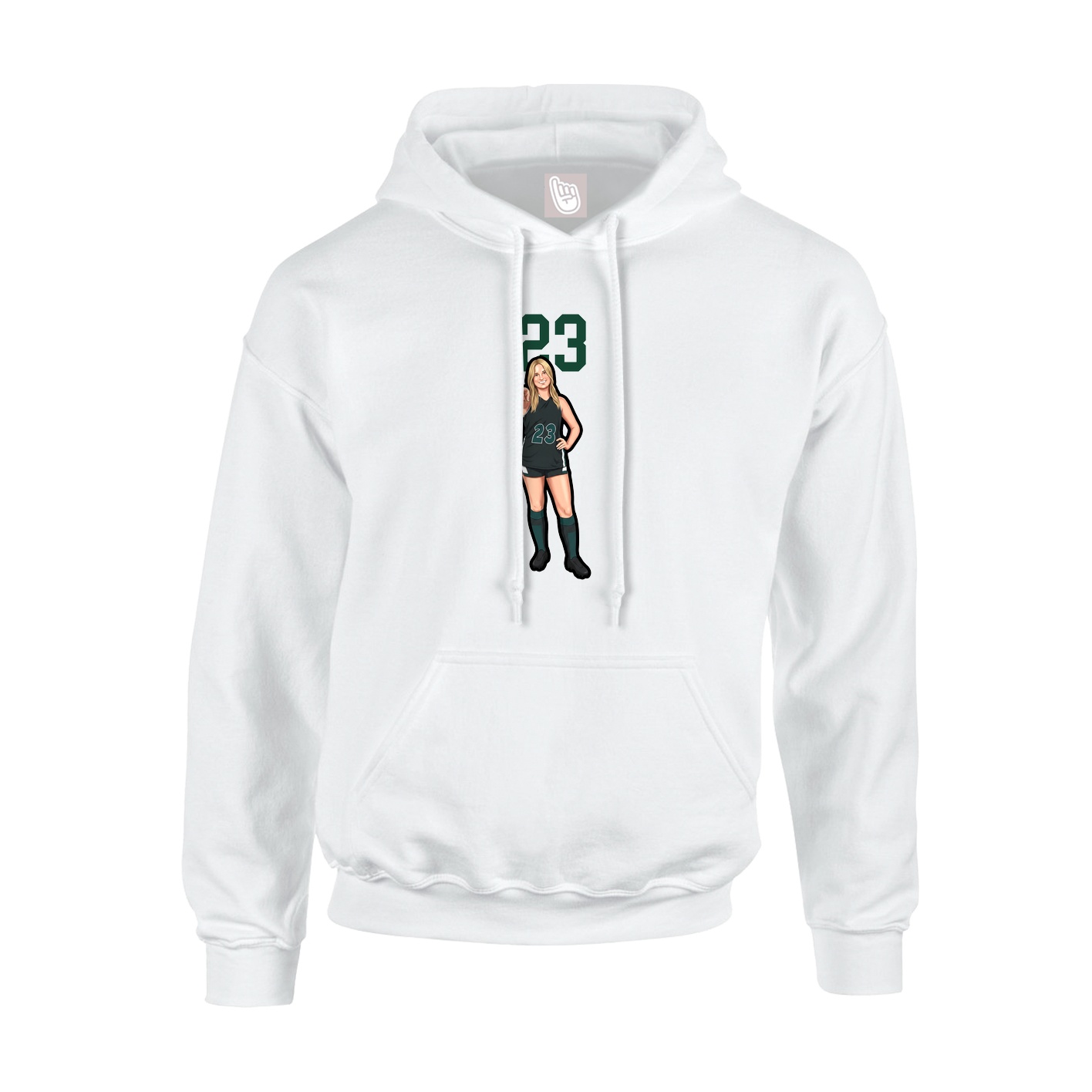 Youth Hoodie — Number Top in White