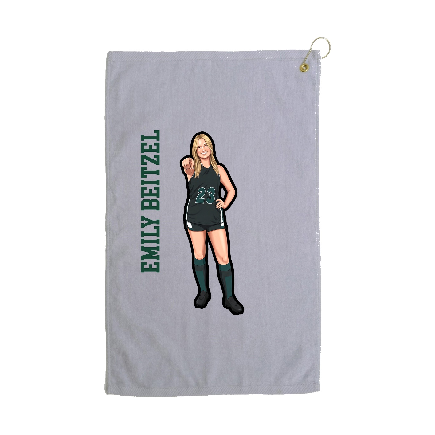 Golf Towel — Name Vertical in Grey