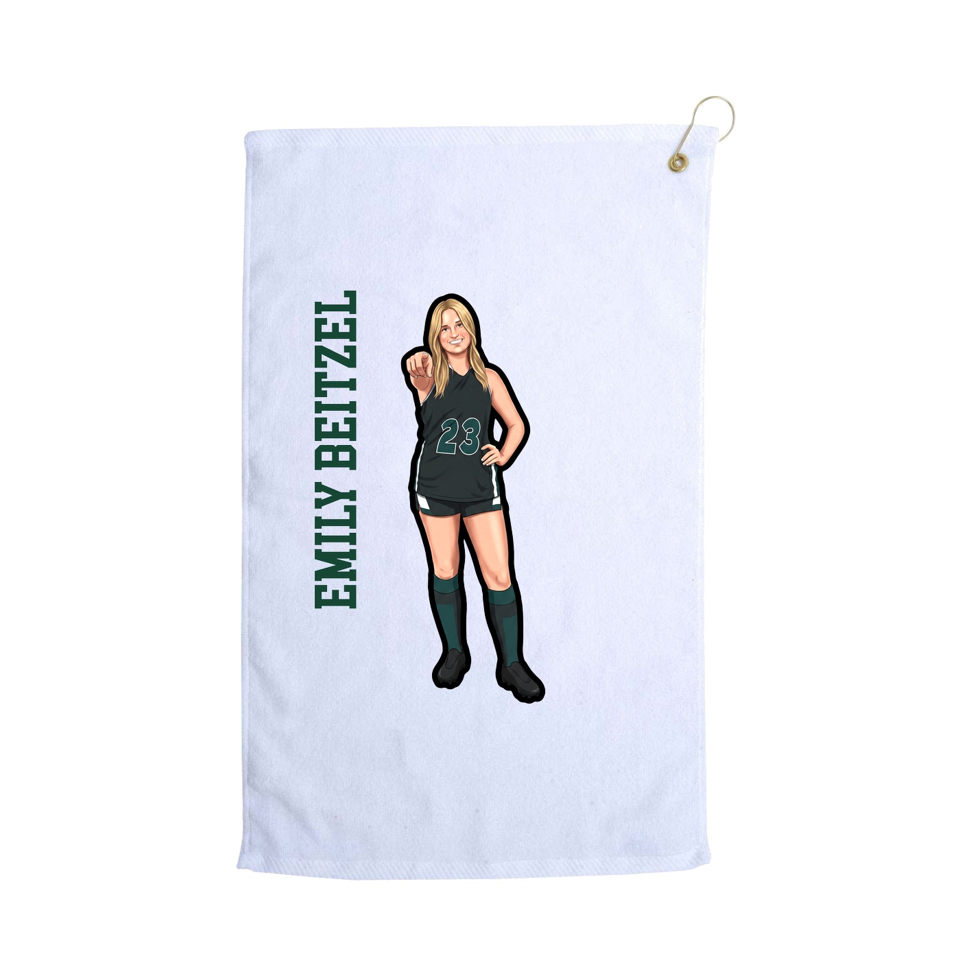 Golf Towel — Name Vertical in White
