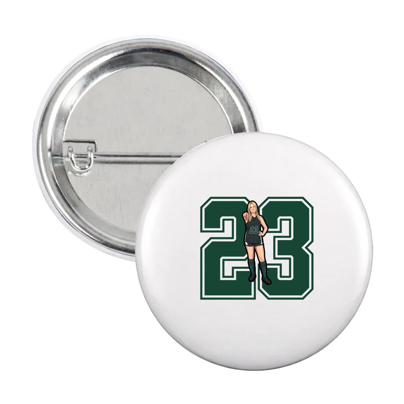 Game Day Button — Number in White
