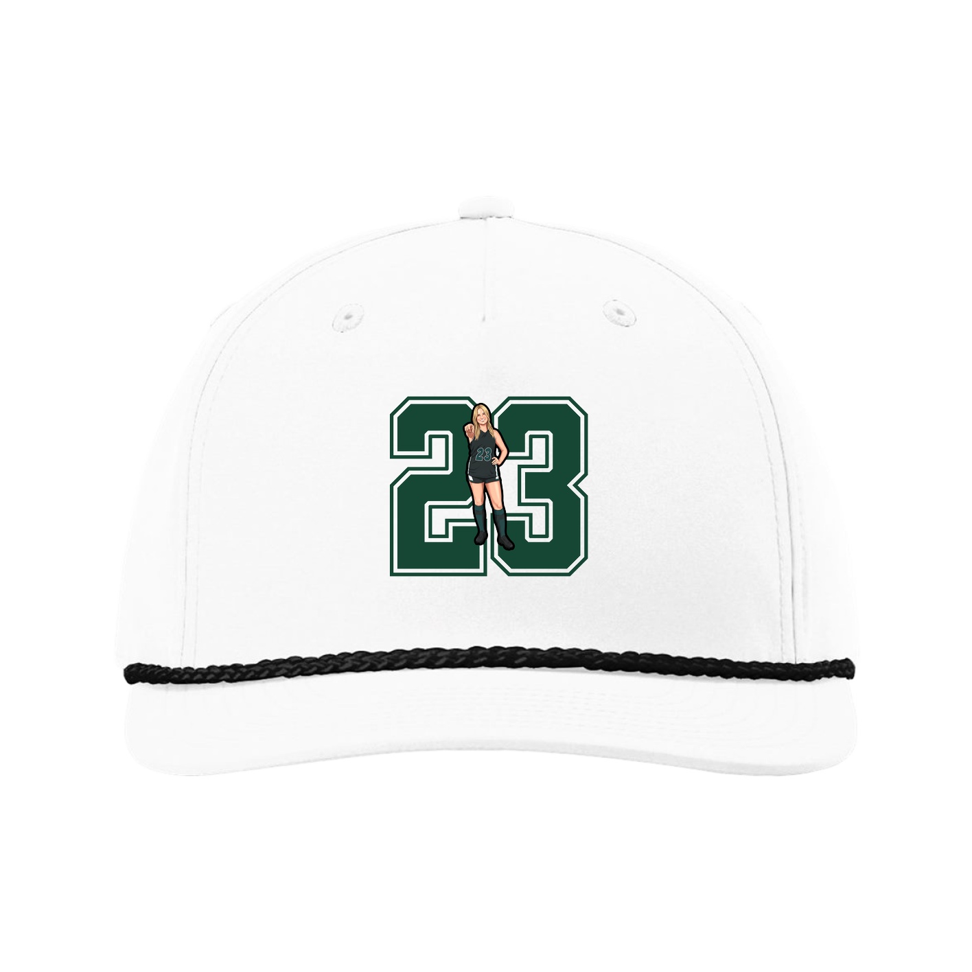 Five-Panel Classic Rope Cap — Number in White