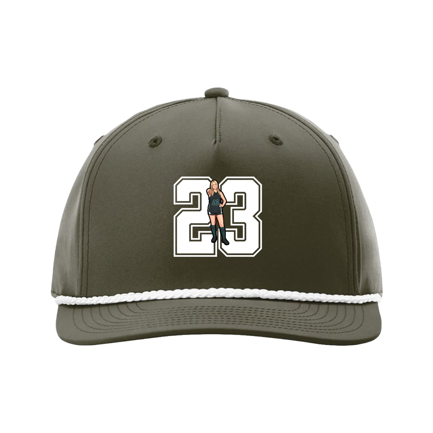 Five-Panel Classic Rope Cap — Number in Green