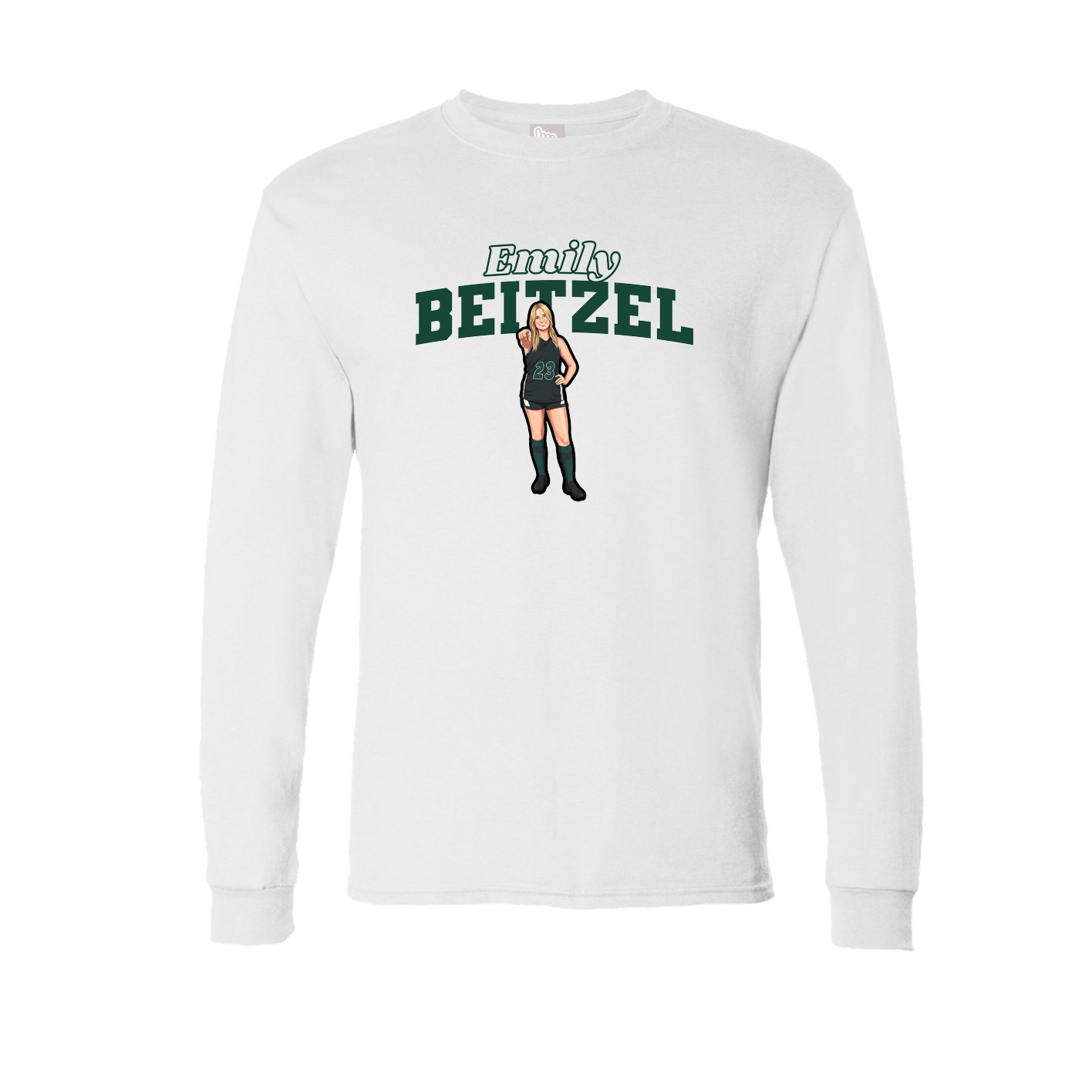 Long Sleeve Tee — Name Arch in White