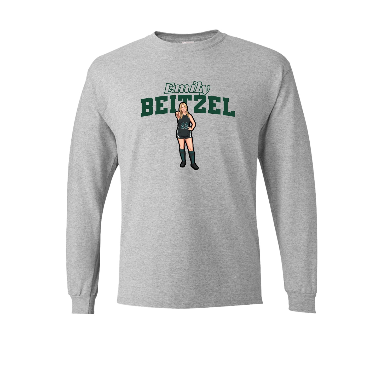 Long Sleeve Tee — Name Arch in Grey