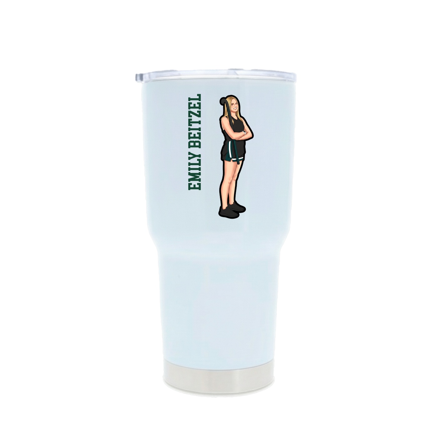 30oz Stainless Steel Tumbler — Name Vertical in White