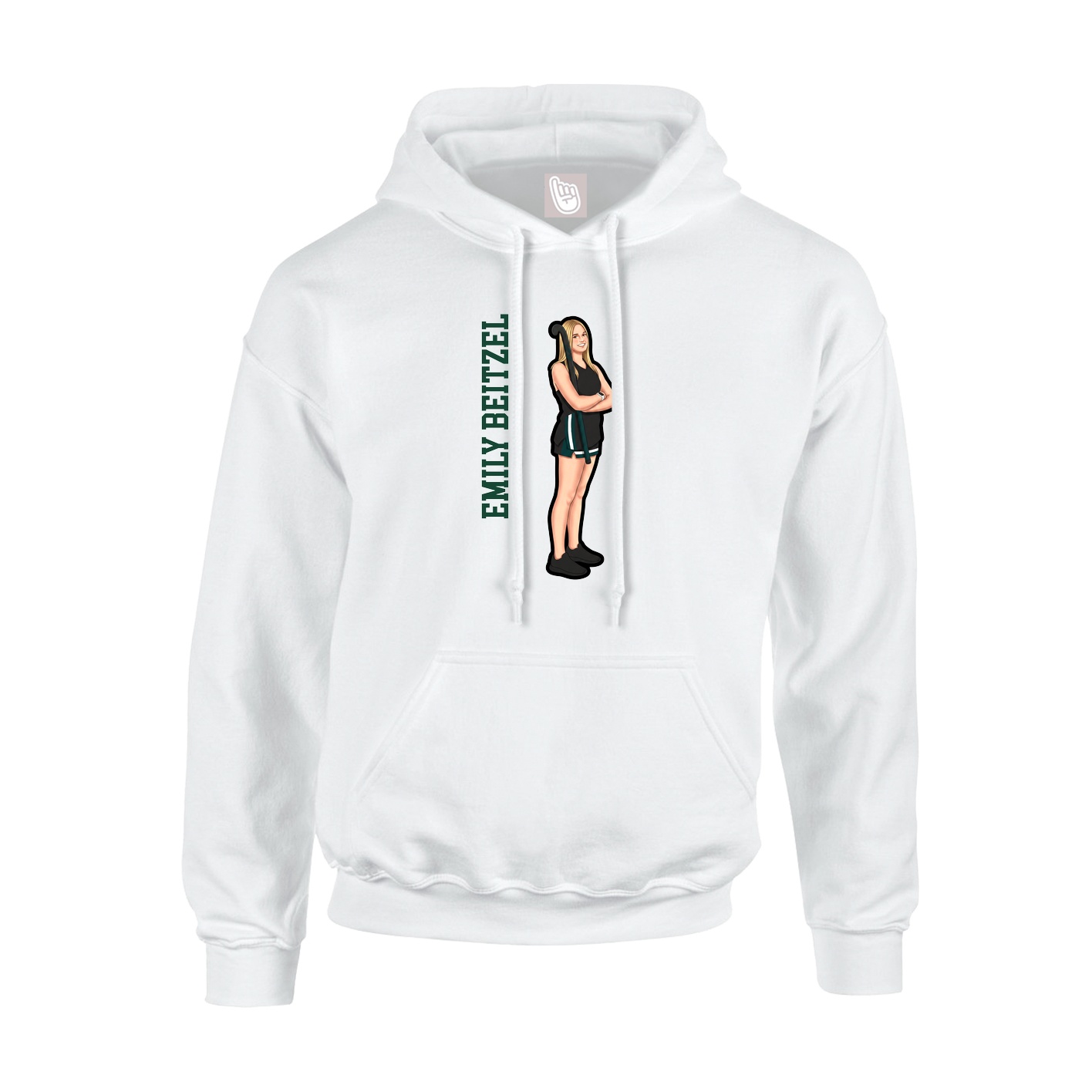 Youth Hoodie — Name Vertical in White