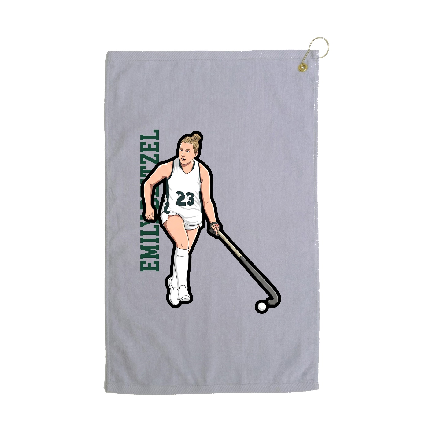 Golf Towel — Name Vertical in Grey