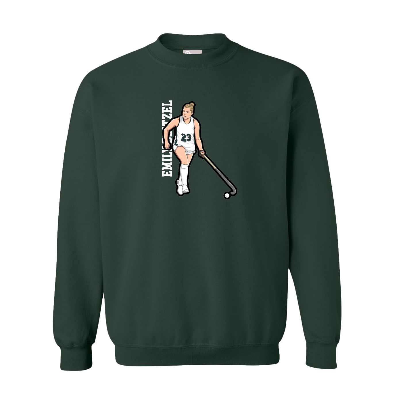 Fleece Crew — Name Vertical in Green