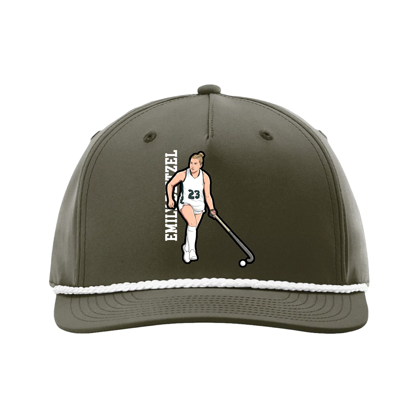 Five-Panel Classic Rope Cap — Name Vertical in Green