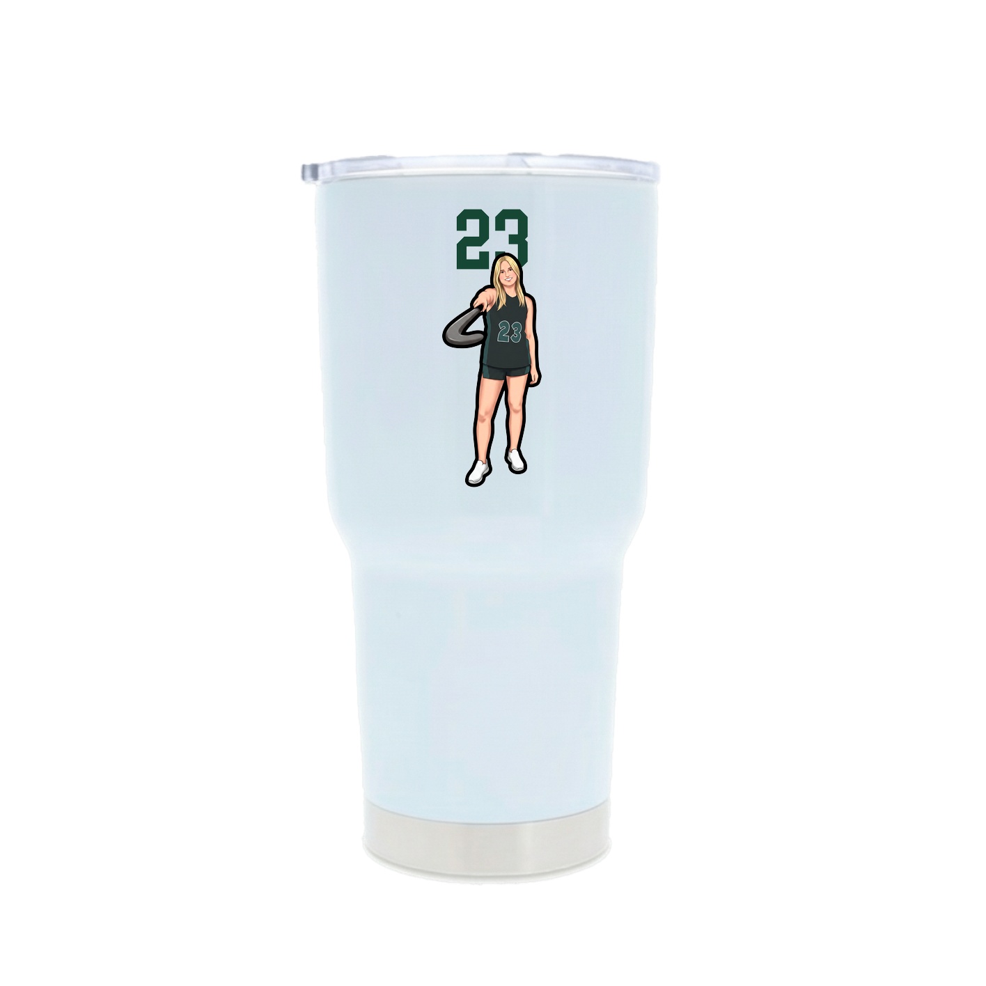30oz Stainless Steel Tumbler — Number Top in White