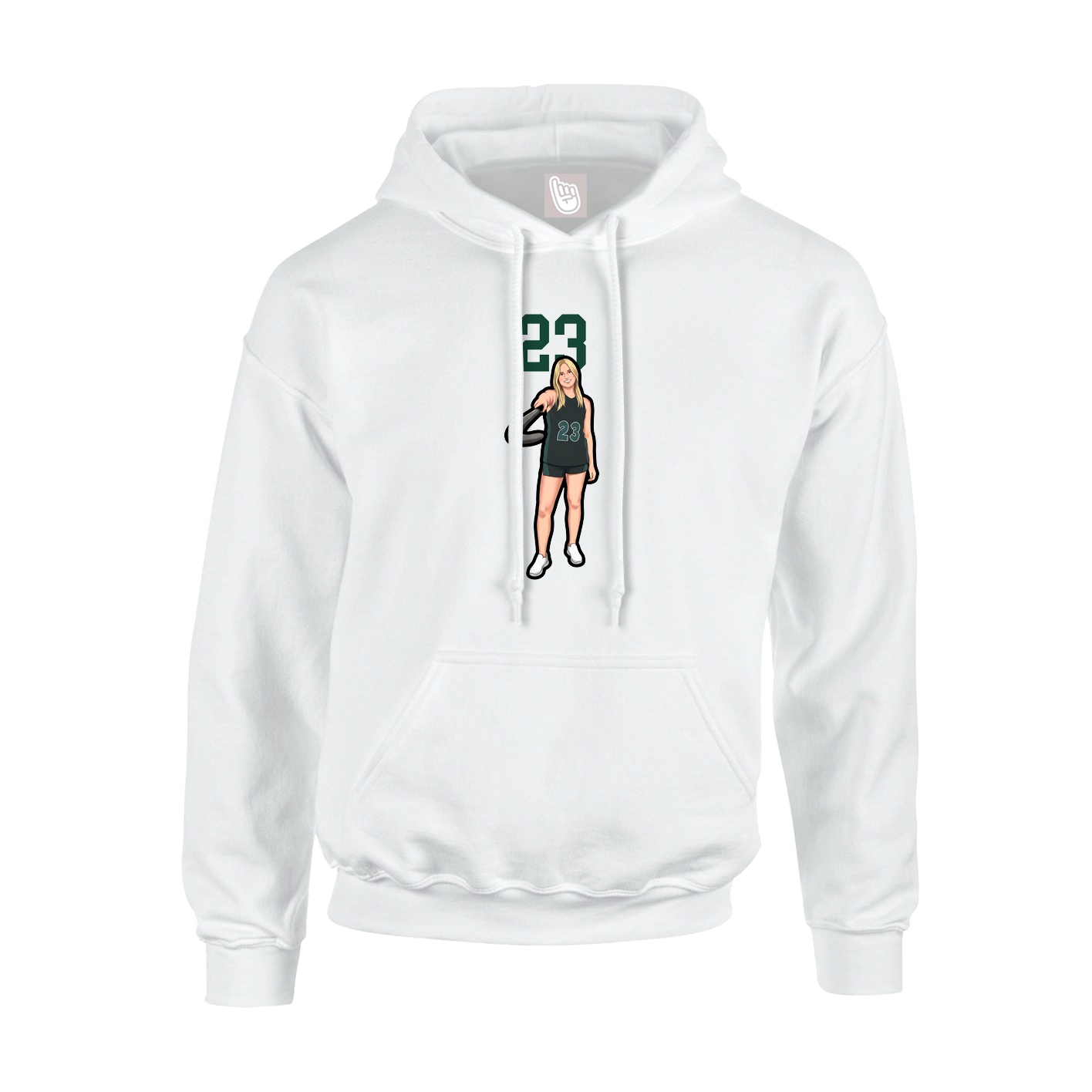 Youth Hoodie — Number Top in White