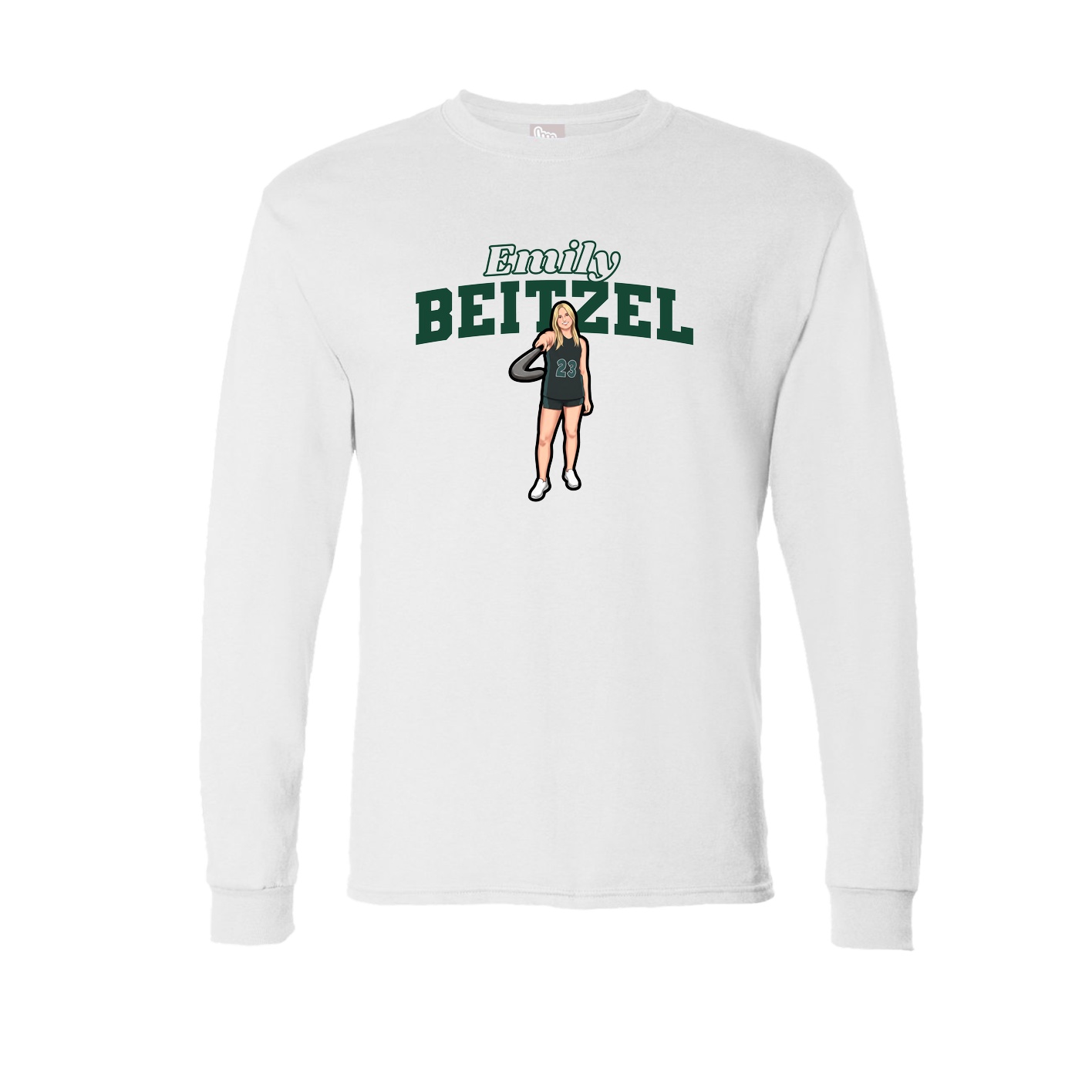 Long Sleeve Tee — Name Arch in White