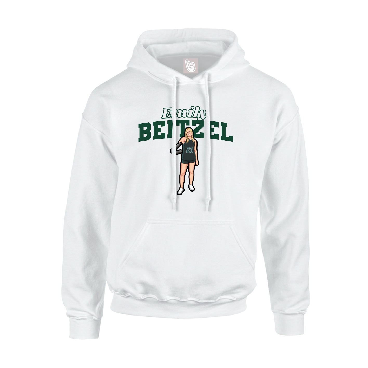 Youth Hoodie — Name Arch in White