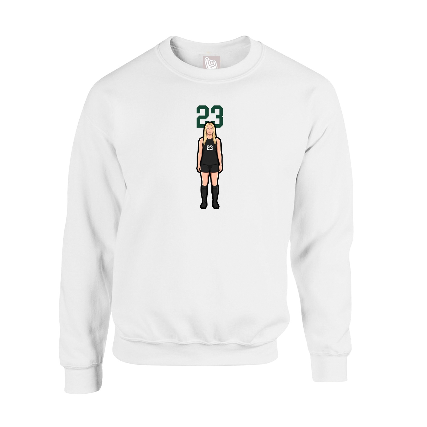 Fleece Crew — Number Top in White