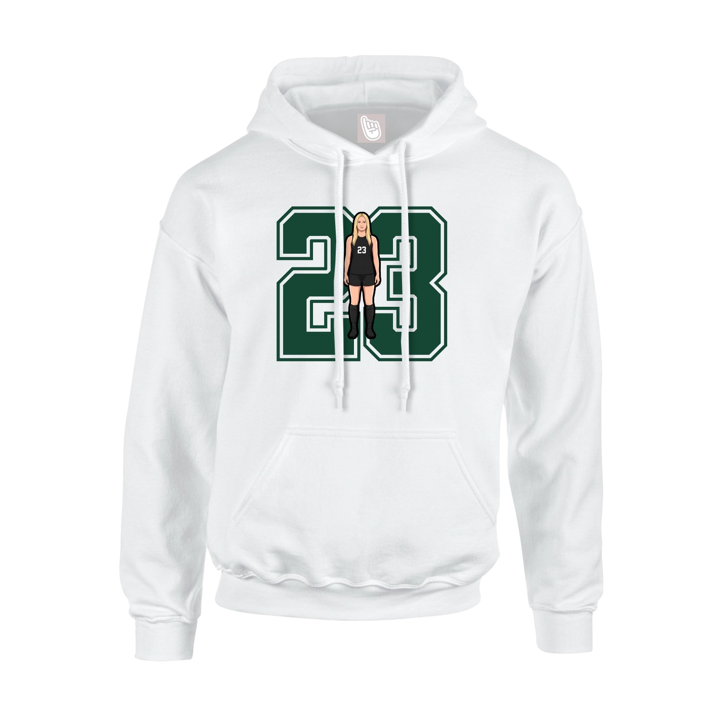 Hoodie — Number in White