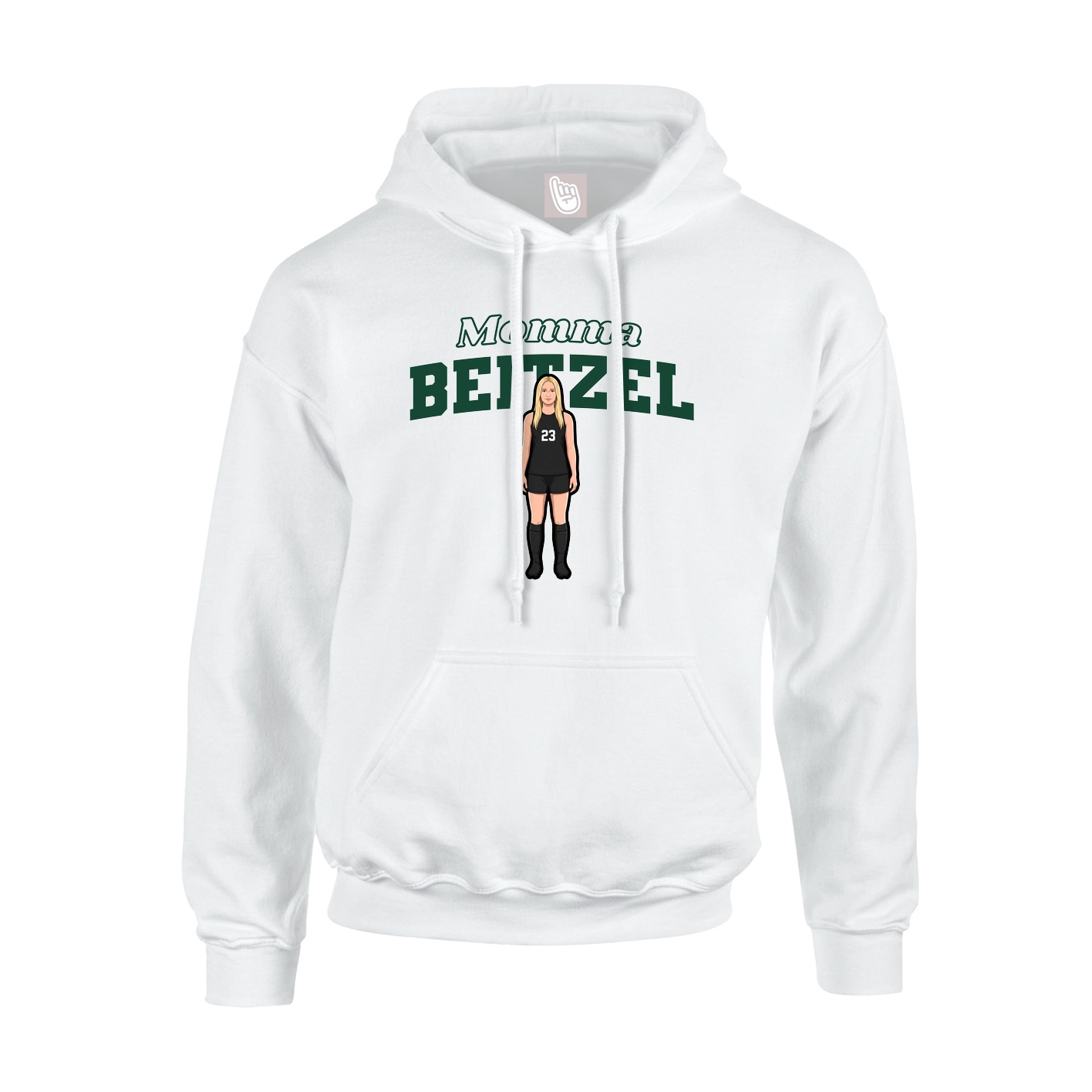 Youth Hoodie — Mothers Day Block in White