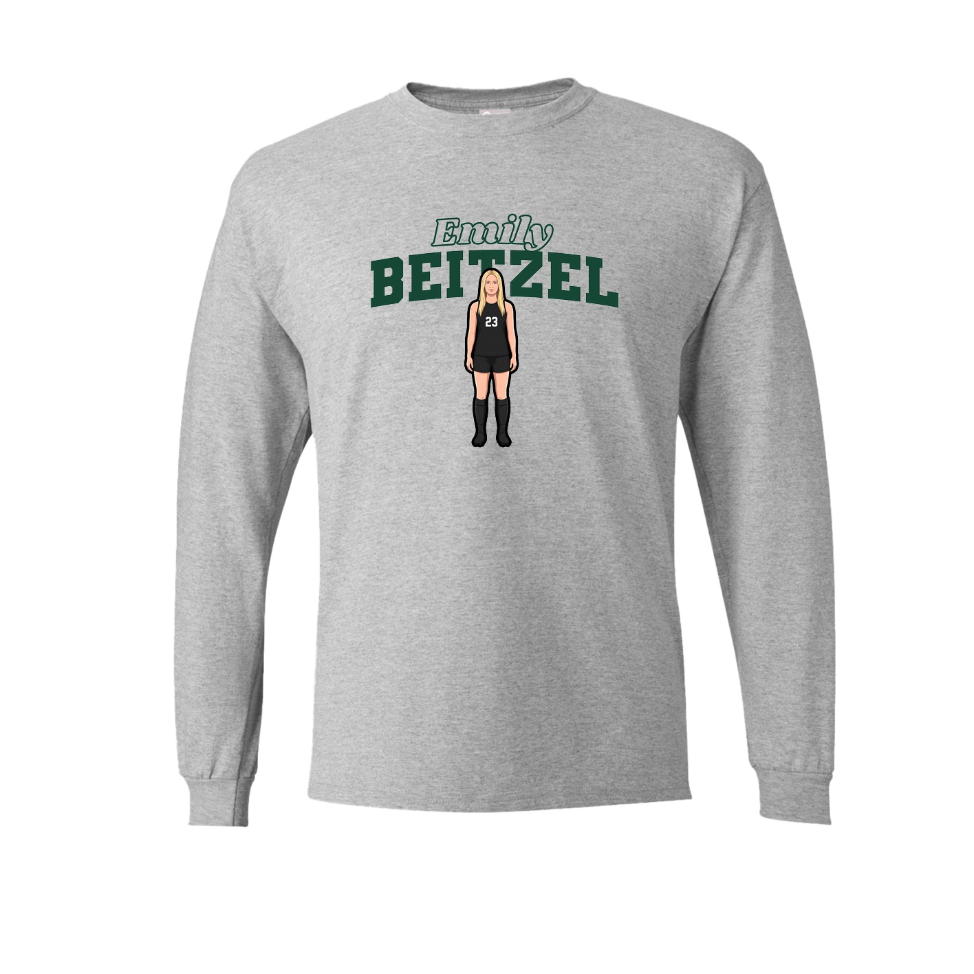 Long Sleeve Tee — Name Arch in Grey