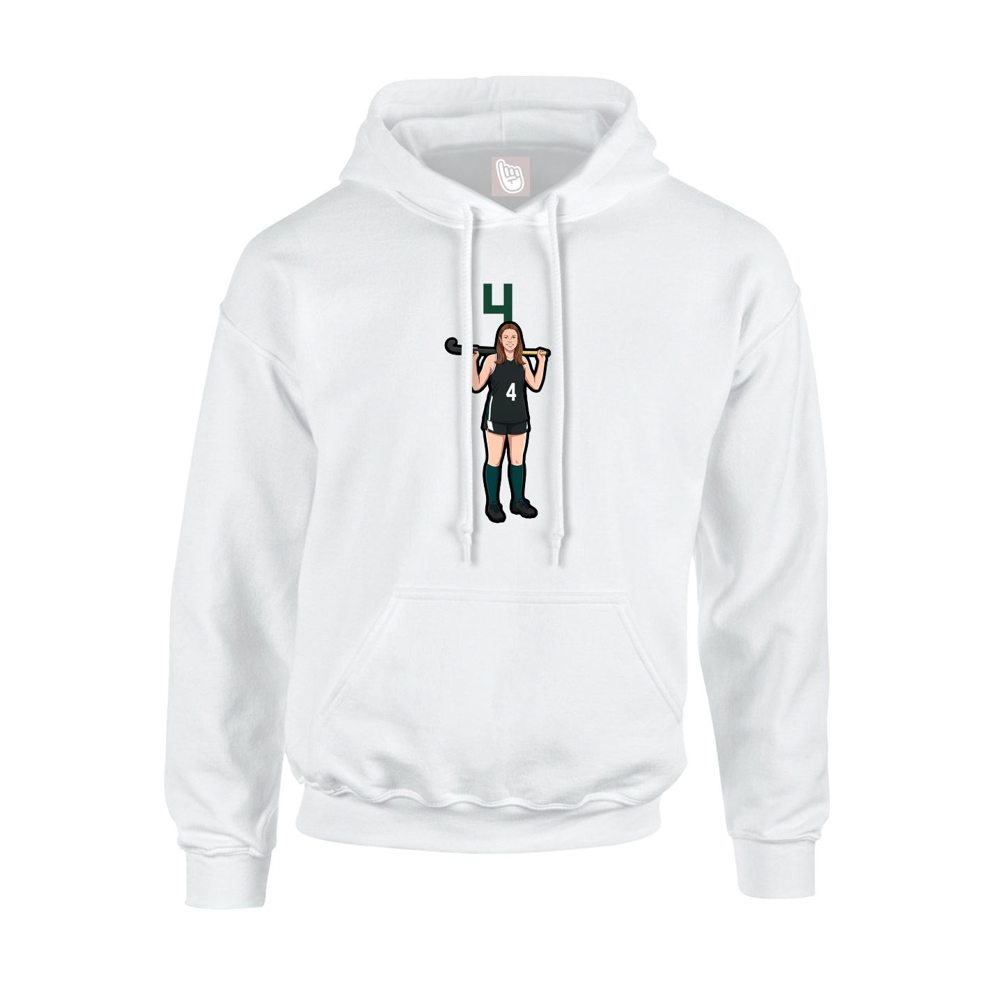 Youth Hoodie — Number Top in White