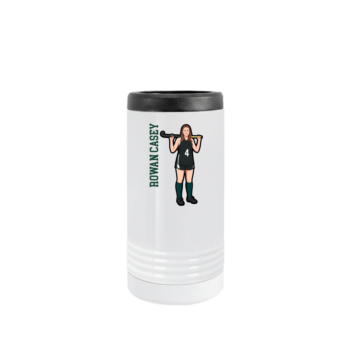 Slim Beverage Holder — Name Vertical in White