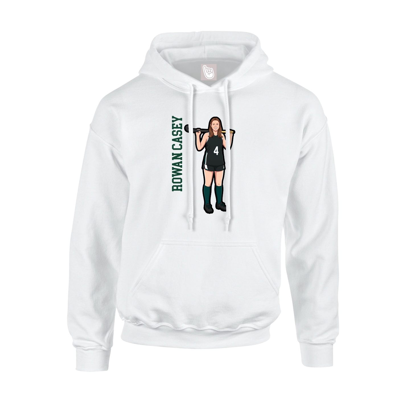 Youth Hoodie — Name Vertical in White