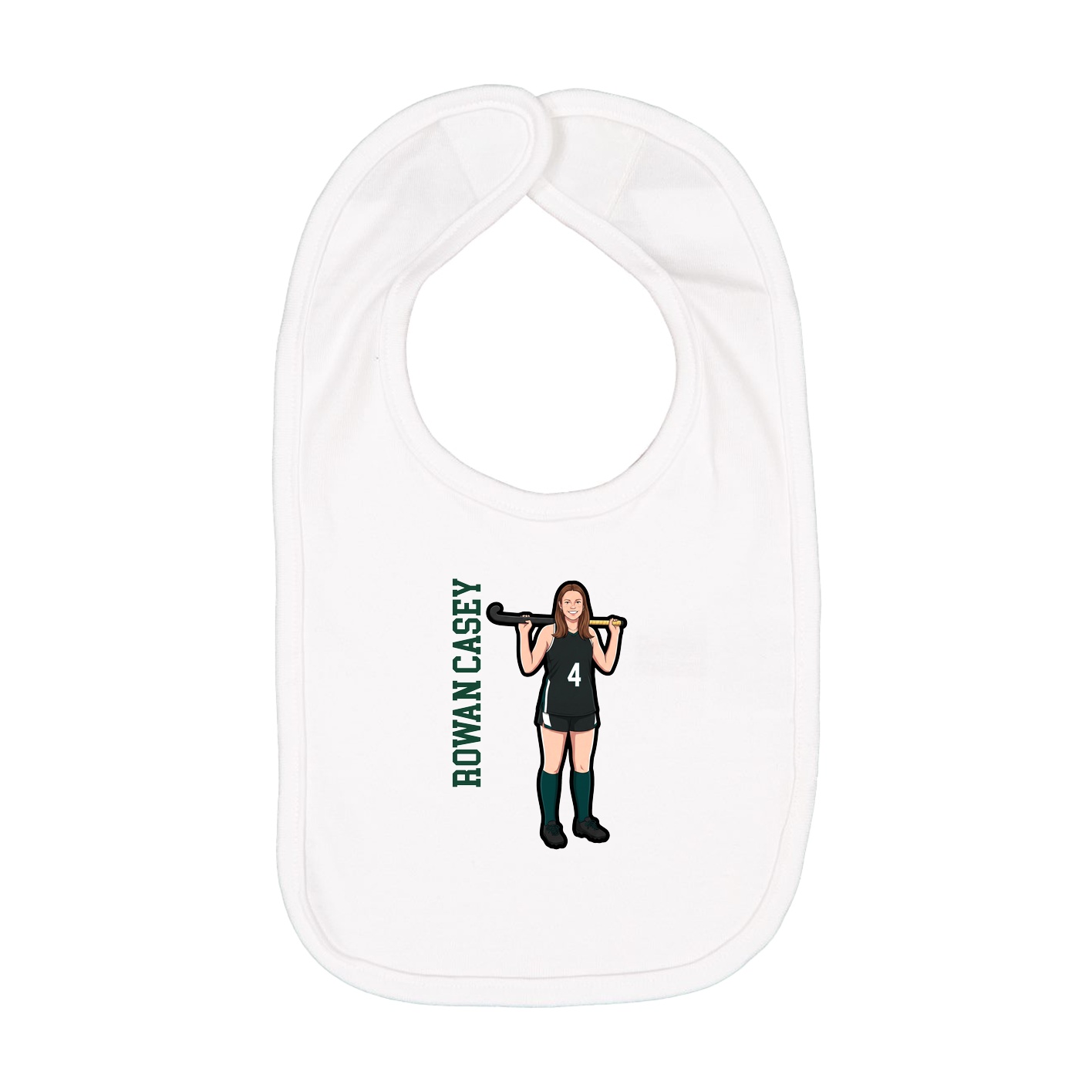 Infant Bib — Name Vertical in White