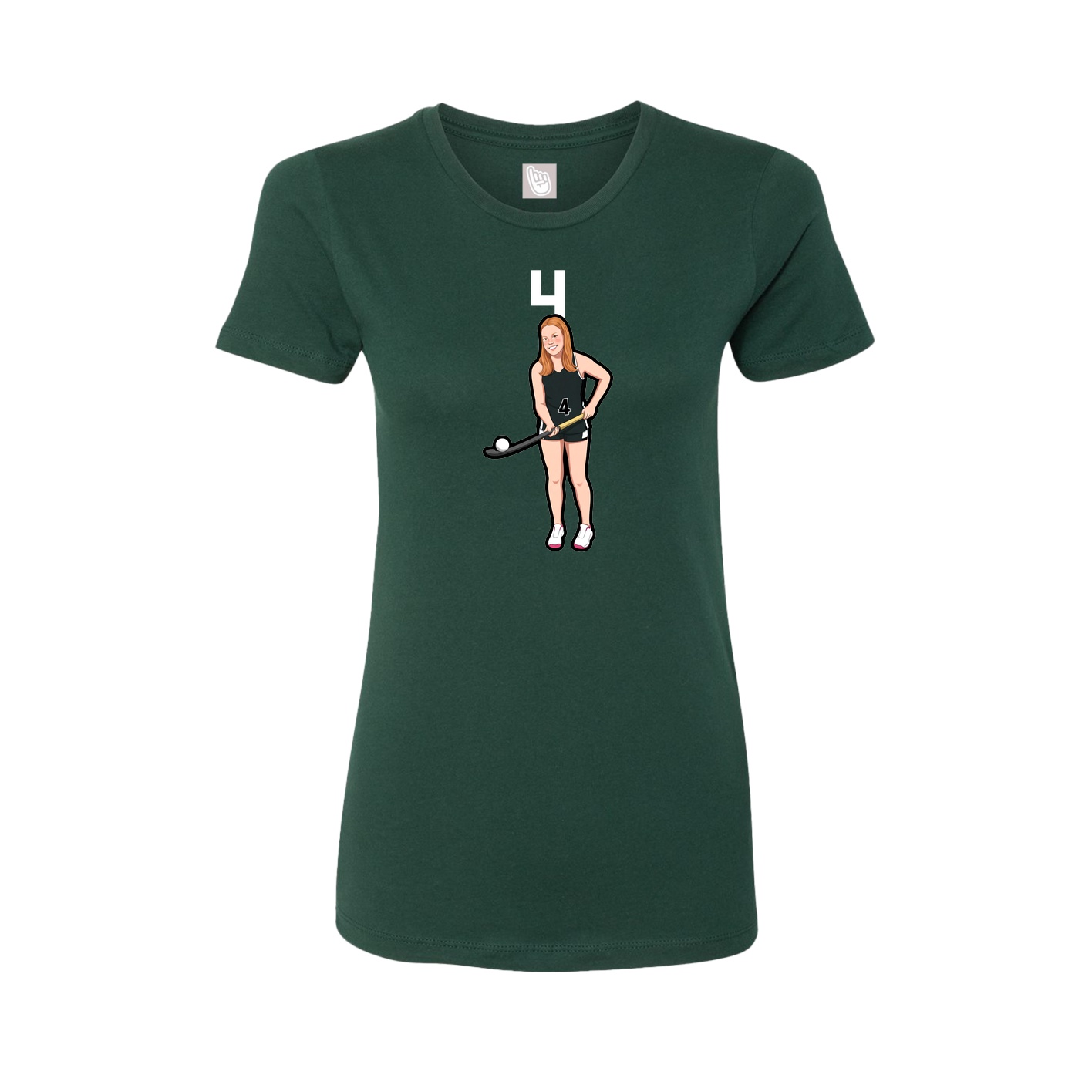 Fitted Women's Tee — Number Top in Green