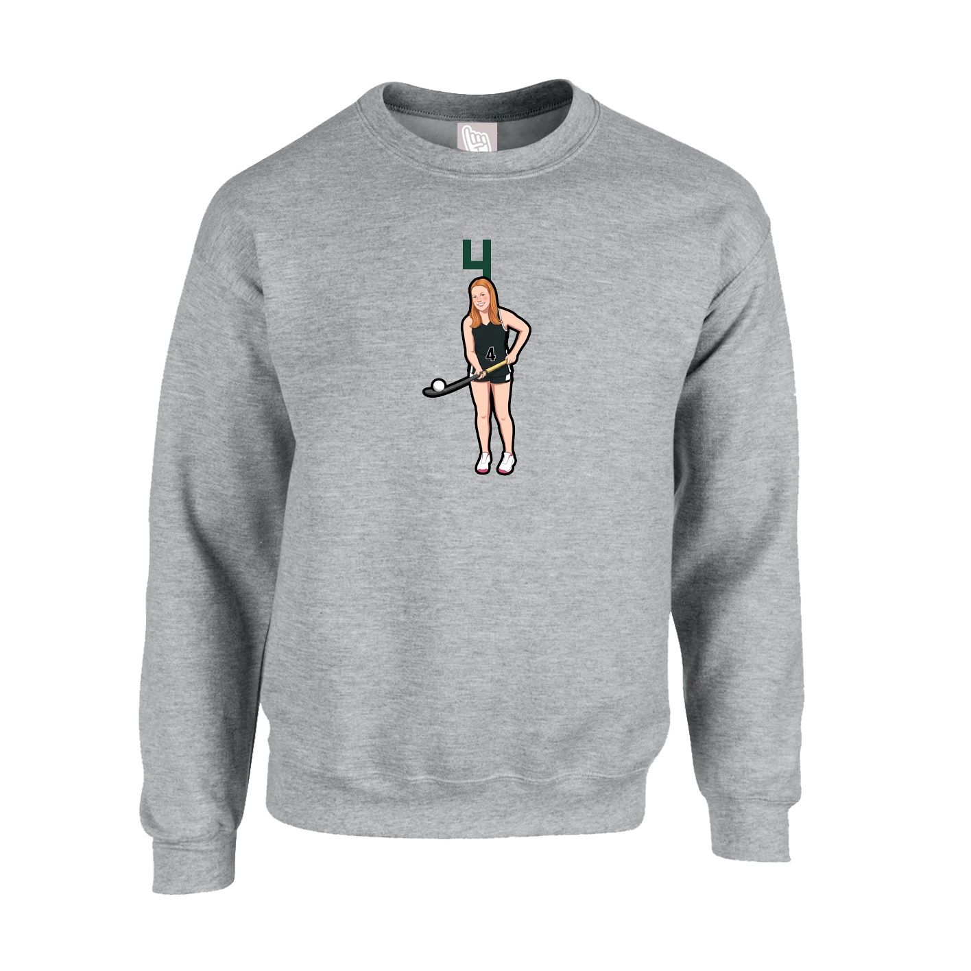 Fleece Crew — Number Top in Grey