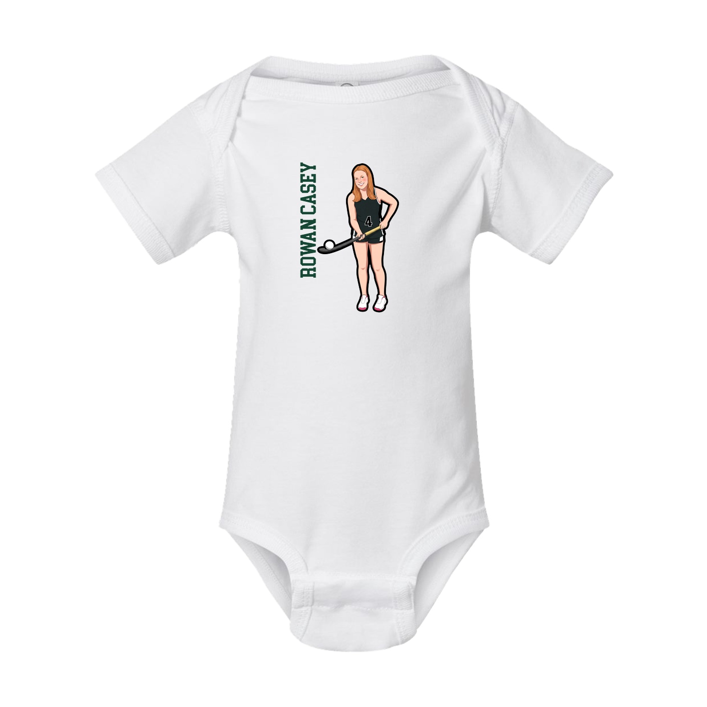 Baby Onesie — Name Vertical in White
